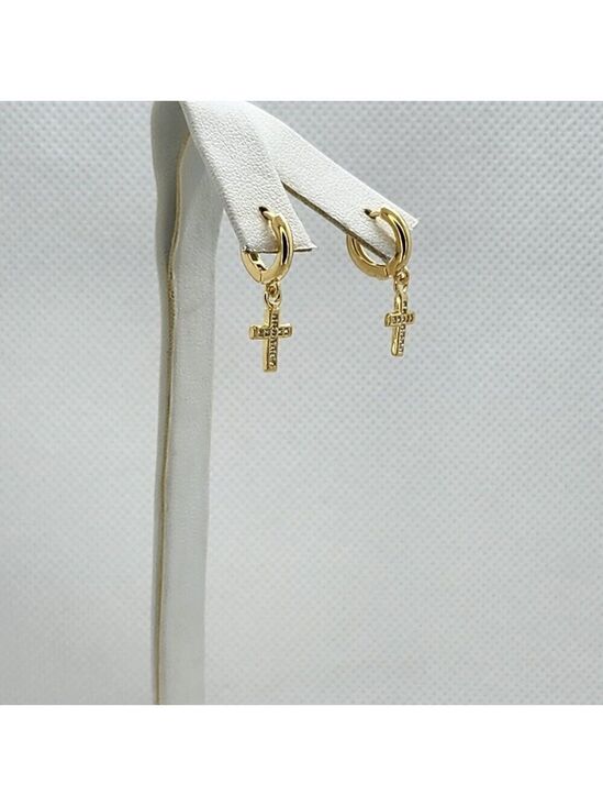 Jewelry - Brand New Brazilian 18k Gold Filled Cross Earrings